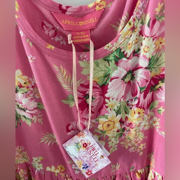 April Cornel Girls Sleeveless Pink Floral Sundress Size 11/12 - Picture 2 of 3